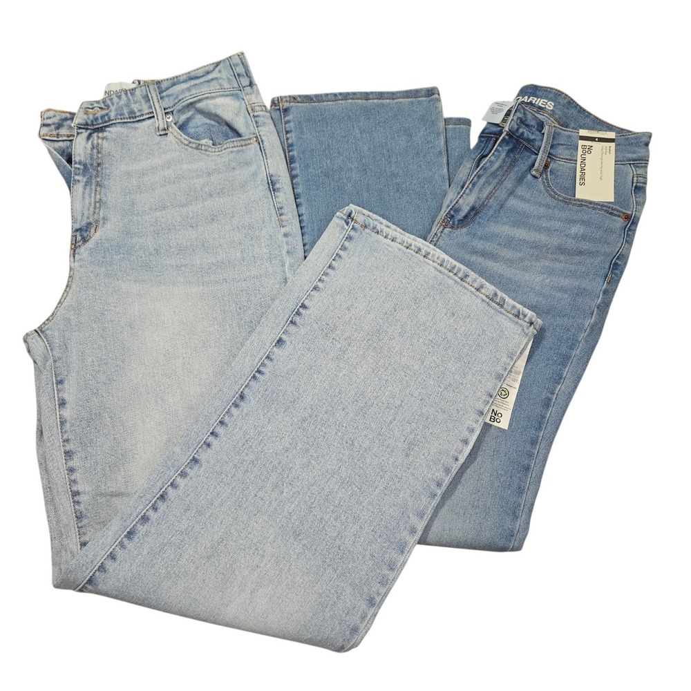 No Boundaries Jeans Bundle Mid Rise Bootcut Jeans Light Wash Denim Sz 4